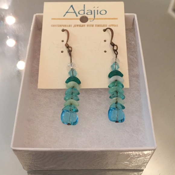 Jewelry - Artisan made earrings in shades of blue NEW IN BOX